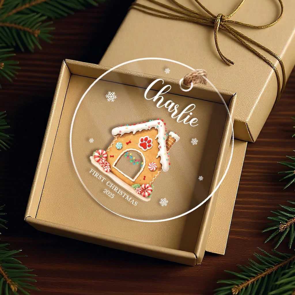 Custom First Christmas Dog Acrylic Ornament | Personalized Puppy Art Keepsake - Image 5