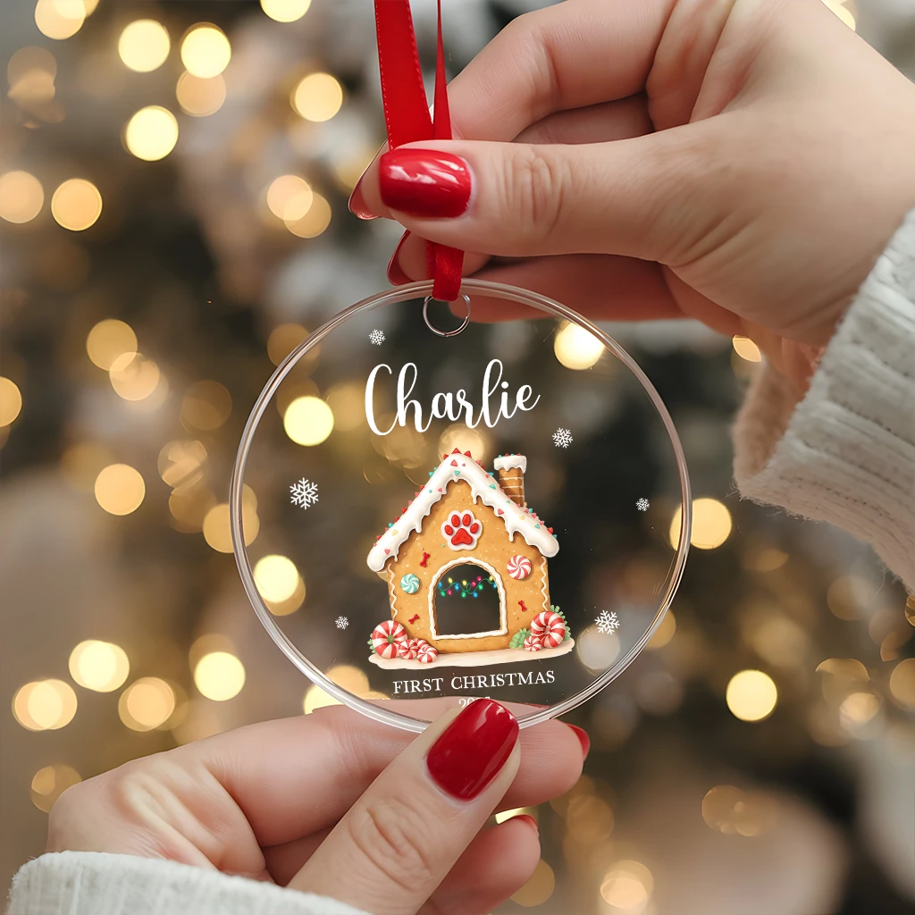 Custom First Christmas Dog Acrylic Ornament | Personalized Puppy Art Keepsake - Image 4