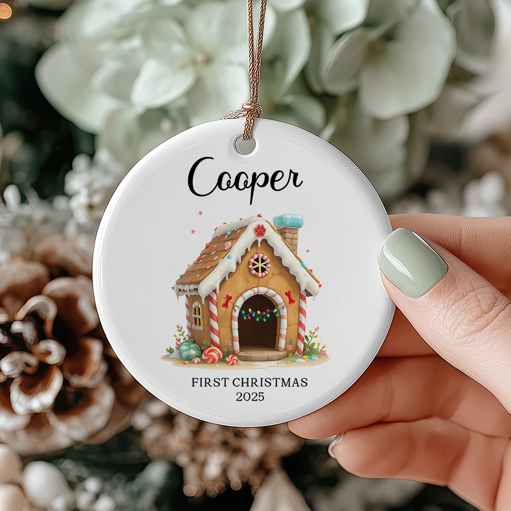 Custom First Christmas Dog Ceramic Ornament | Personalized Puppy Keepsake Gift - Image 6