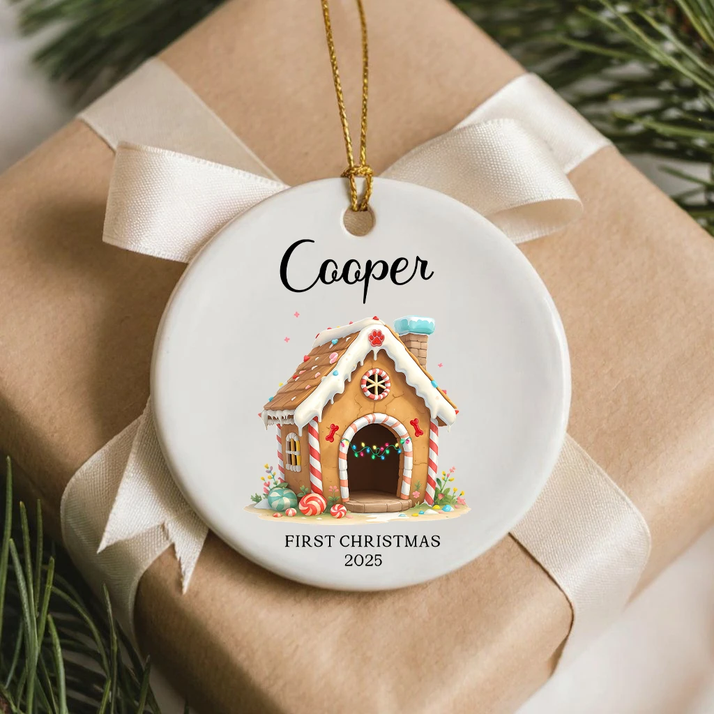 Custom First Christmas Dog Ceramic Ornament | Personalized Puppy Keepsake Gift - Image 5