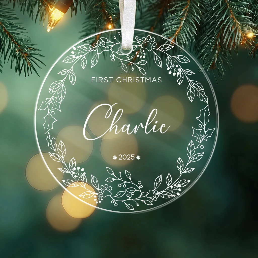 First Christmas Dog Minimalist Acrylic Ornament | Elegant Pet Keepsake Gift 2025 | Perfect Gift Idea - Image 7