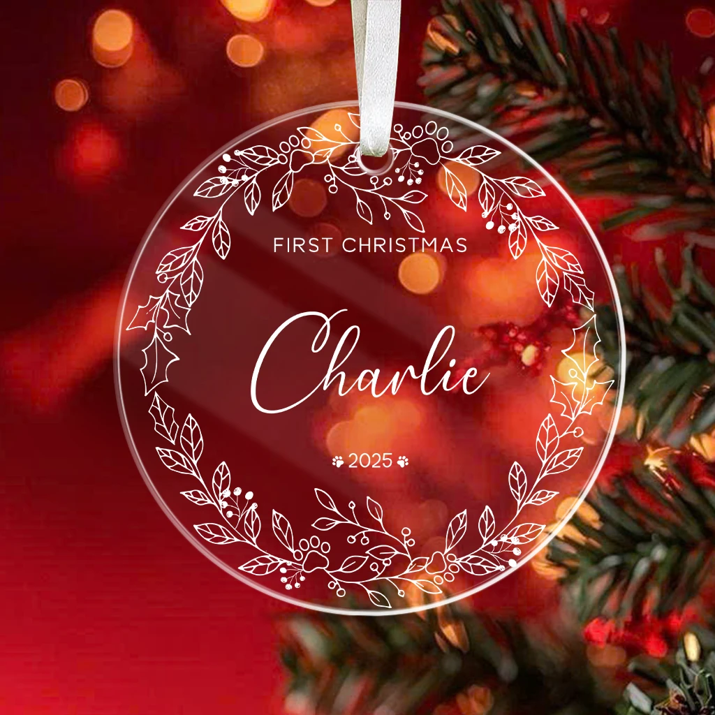 First Christmas Dog Minimalist Acrylic Ornament | Elegant Pet Keepsake Gift 2025 | Perfect Gift Idea - Image 6