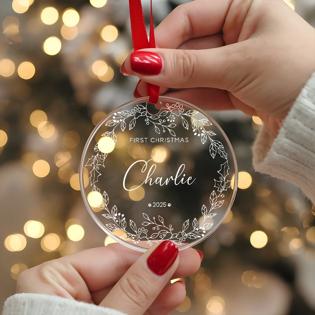 First Christmas Dog Minimalist Acrylic Ornament | Elegant Pet Keepsake Gift 2025 | Perfect Gift Idea - Image 4