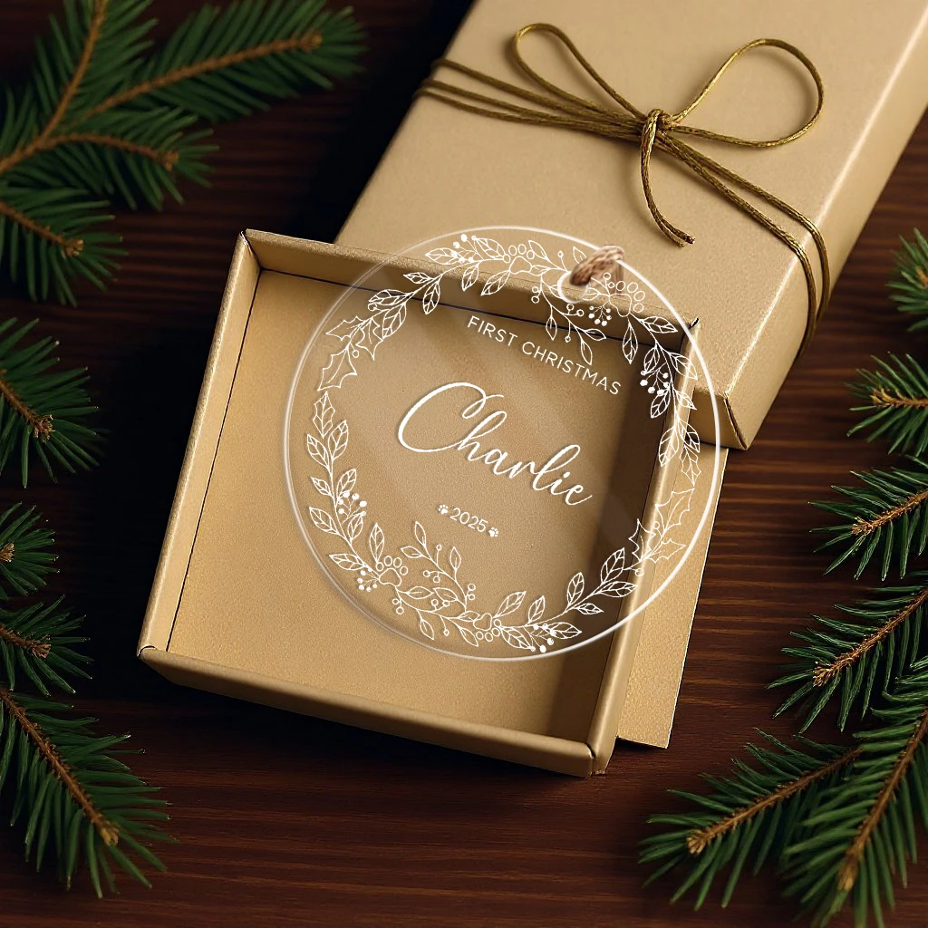 First Christmas Dog Minimalist Acrylic Ornament | Elegant Pet Keepsake Gift 2025 | Perfect Gift Idea - Image 5