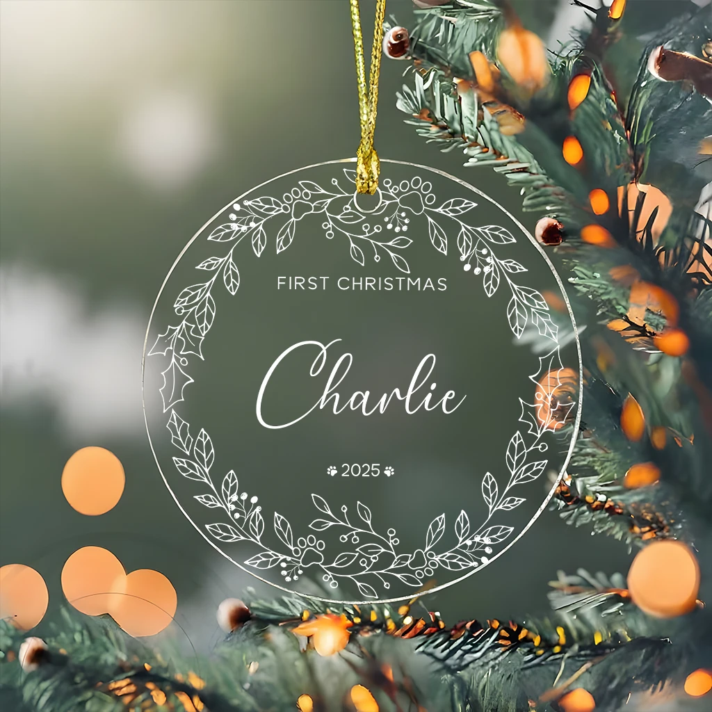 First Christmas Dog Minimalist Acrylic Ornament | Elegant Pet Keepsake Gift 2025 | Perfect Gift Idea - Image 3