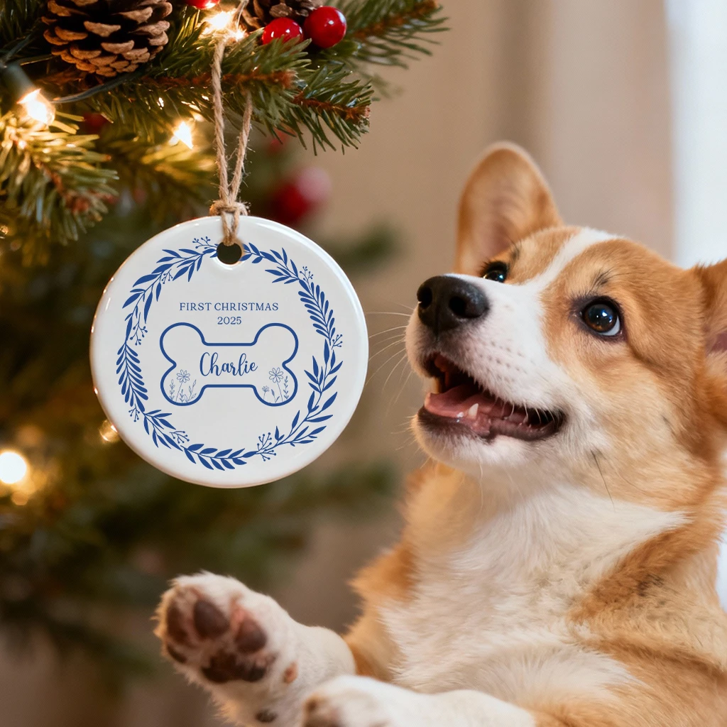 Personalized First Christmas Dog Minimalist Ornament | Custom Pet Keepsake | Unique Gift for Dog Lovers - Image 3