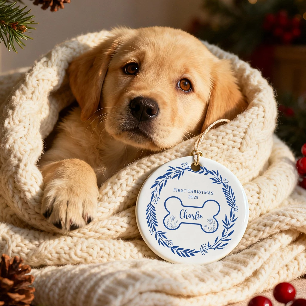 Personalized First Christmas Dog Minimalist Ornament | Custom Pet Keepsake | Unique Gift for Dog Lovers - Image 2
