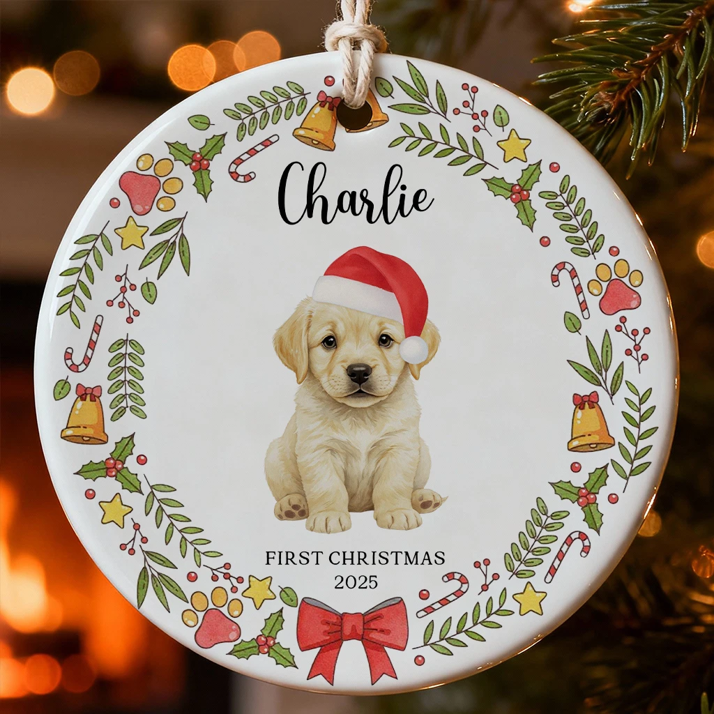 Custom First Christmas Dog Pet Portrait Ornament | Personalized Keepsake from Photo 2025