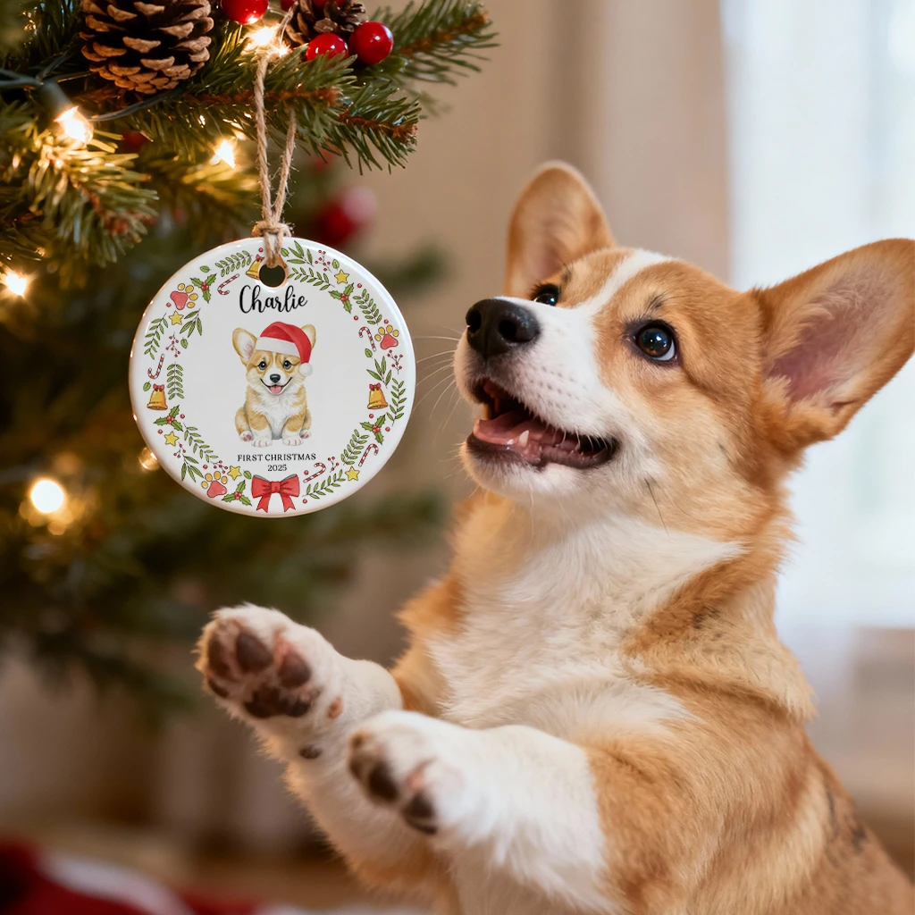 Custom First Christmas Dog Pet Portrait Ornament | Personalized Keepsake from Photo 2025 - Image 5
