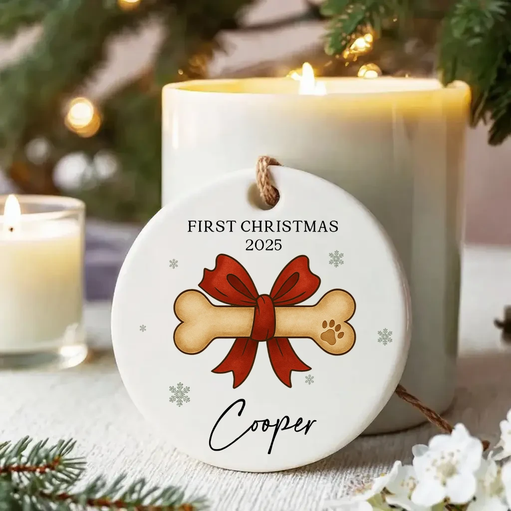 Personalized First Christmas Dog Vintage Ornament | Custom Pet Keepsake | Unique Gift for Dog Lovers - Image 7