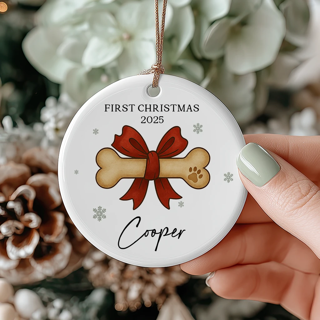 Personalized First Christmas Dog Vintage Ornament | Custom Pet Keepsake | Unique Gift for Dog Lovers - Image 5