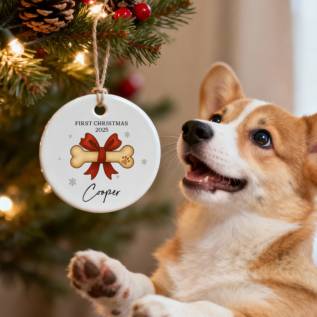 Personalized First Christmas Dog Vintage Ornament | Custom Pet Keepsake | Unique Gift for Dog Lovers - Image 3