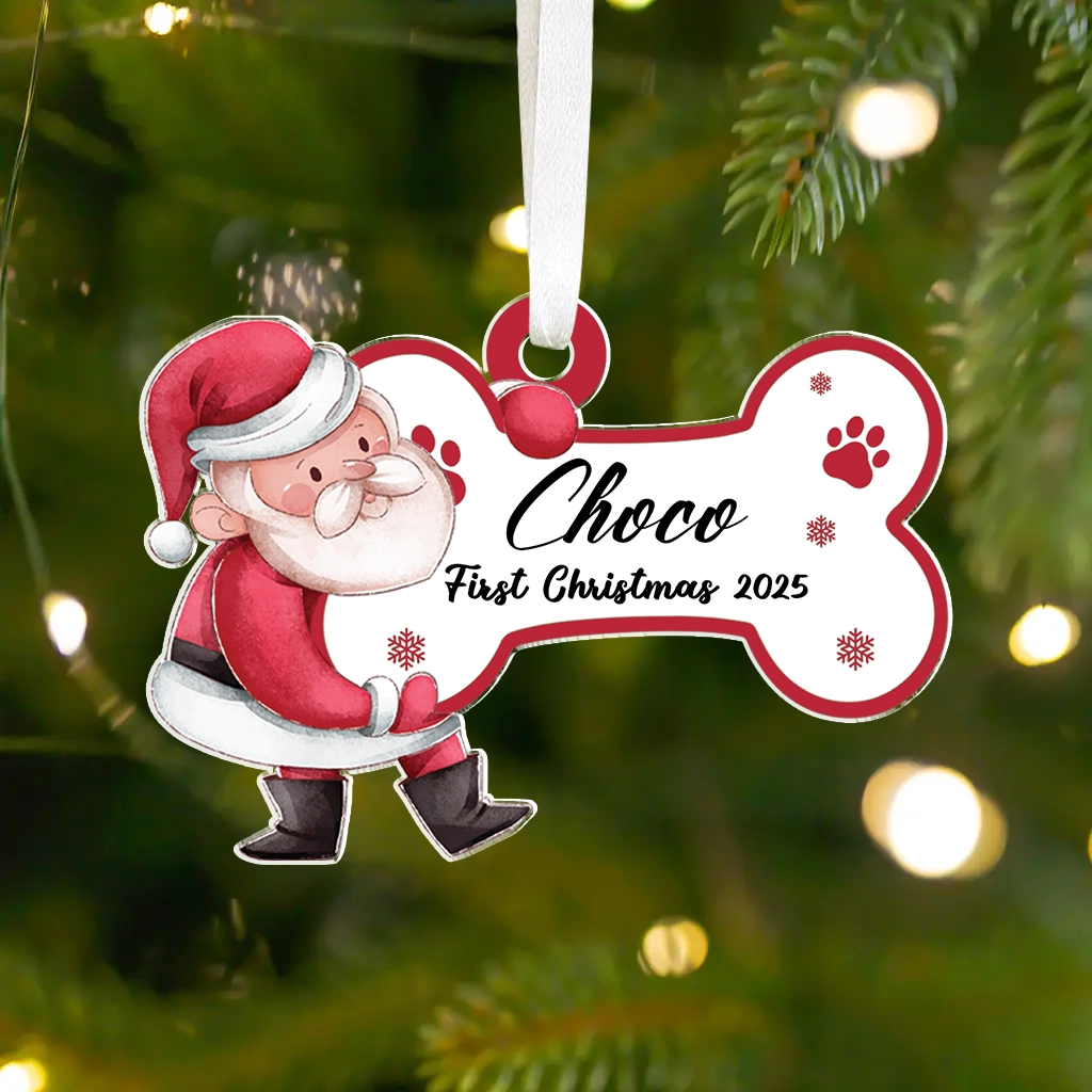 Customized First Christmas Dog Watercolor Ornament | Custom Pet Art Keepsake | Unique Gift for Dog Lovers - Image 5