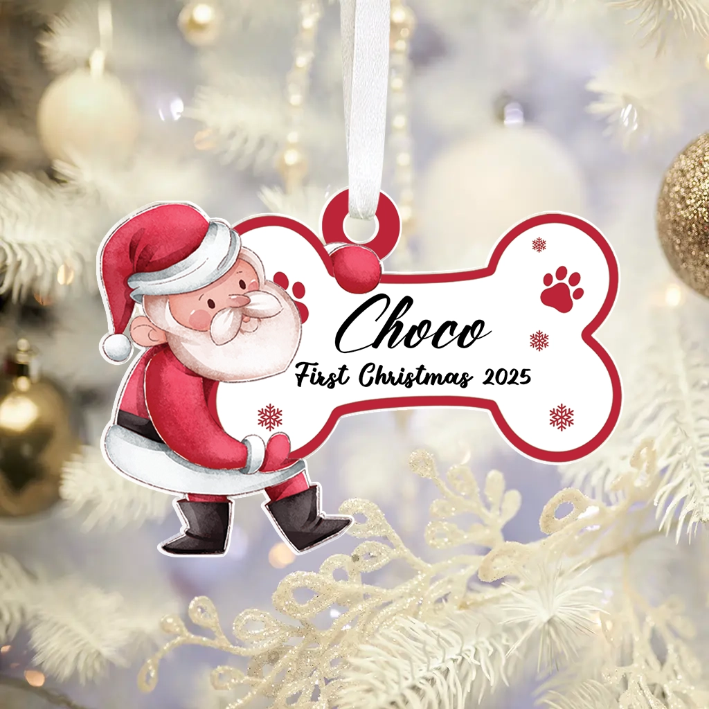 Customized First Christmas Dog Watercolor Ornament | Custom Pet Art Keepsake | Unique Gift for Dog Lovers - Image 4