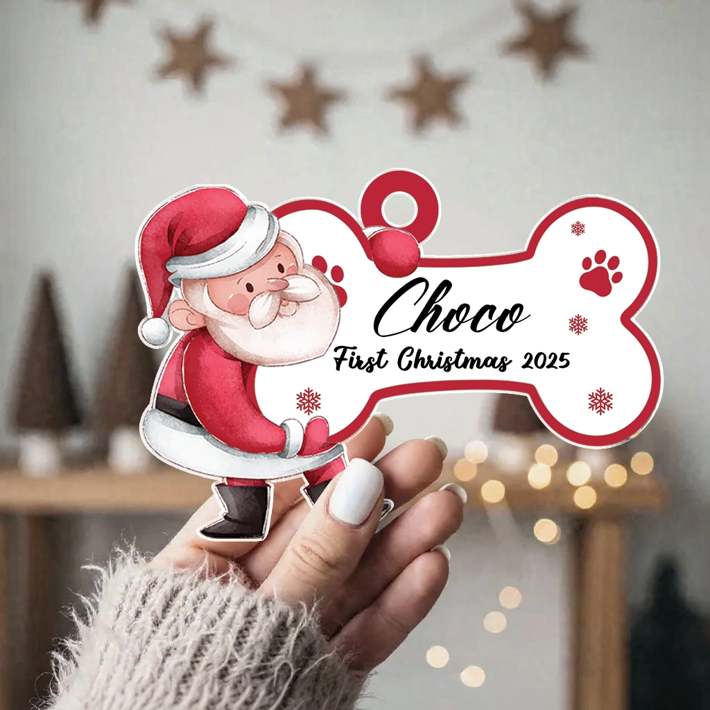 Customized First Christmas Dog Watercolor Ornament | Custom Pet Art Keepsake | Unique Gift for Dog Lovers - Image 3