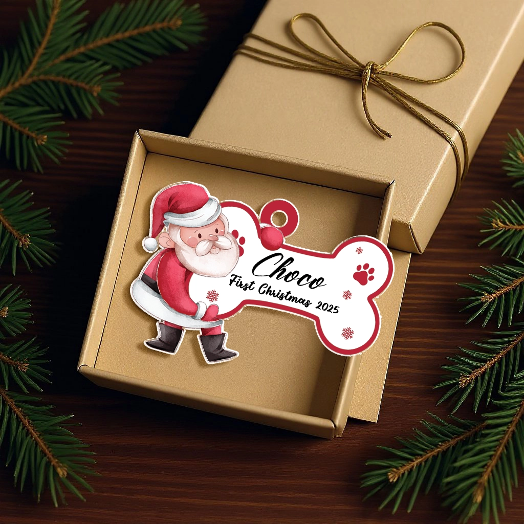 Customized First Christmas Dog Watercolor Ornament | Custom Pet Art Keepsake | Unique Gift for Dog Lovers - Image 2