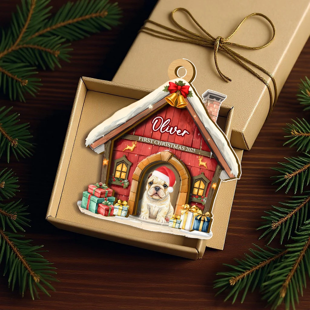 Personalized First Christmas Dog Ornament | Wooden & Acrylic Layered Keepsake | Unique Christmas Ornament for Pet Lover - Image 3