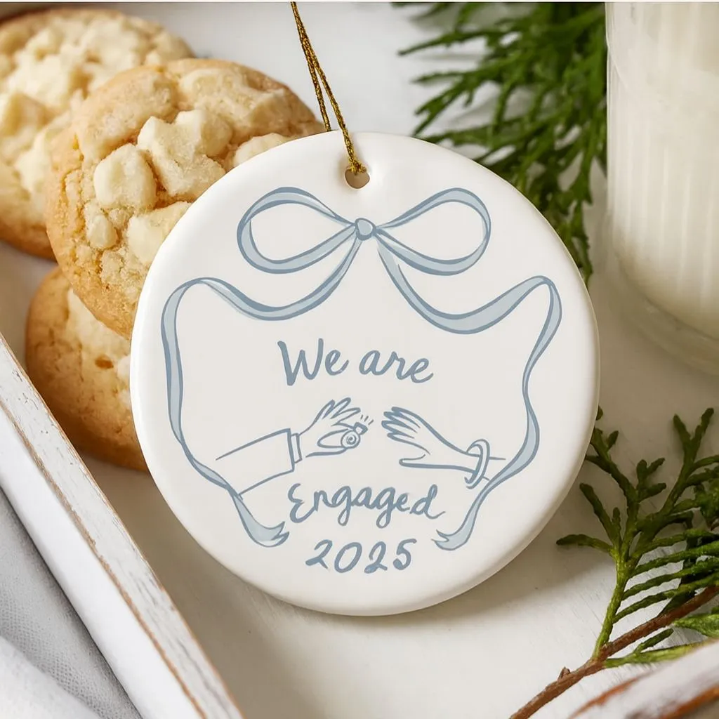 First Christmas Engaged Ornament 2025| Engagement Keepsake | Holiday Ceramic Decoration - Image 3