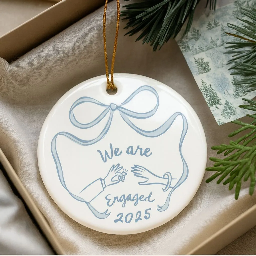 First Christmas Engaged Ornament 2025| Engagement Keepsake | Holiday Ceramic Decoration - Image 4