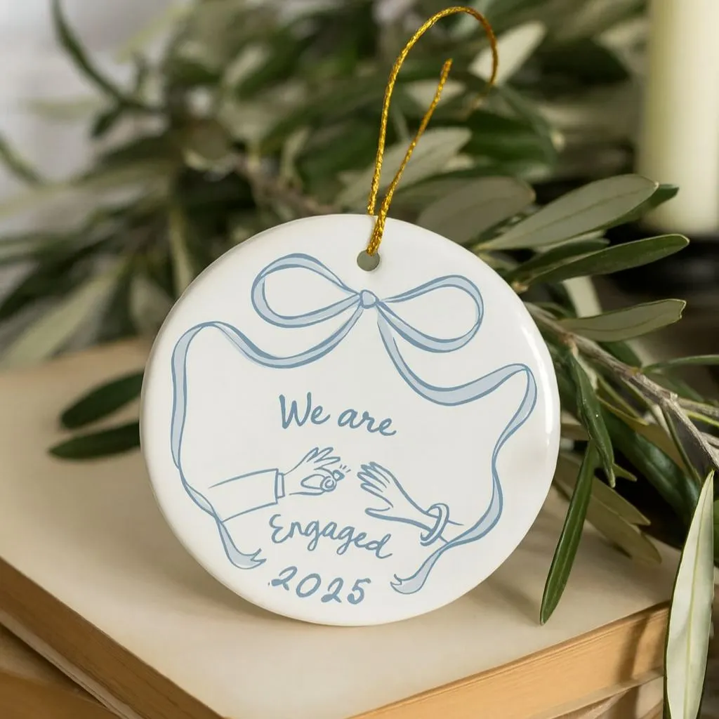 First Christmas Engaged Ornament 2025| Engagement Keepsake | Holiday Ceramic Decoration - Image 5