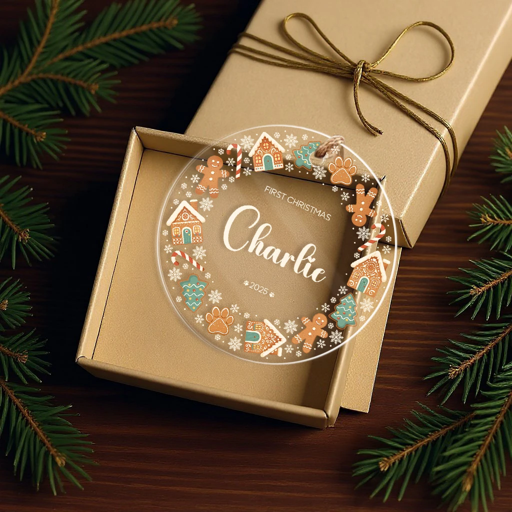 Custom First Christmas Pet Portrait Acrylic Ornament | Personalized Pet Art Keepsake - Image 3