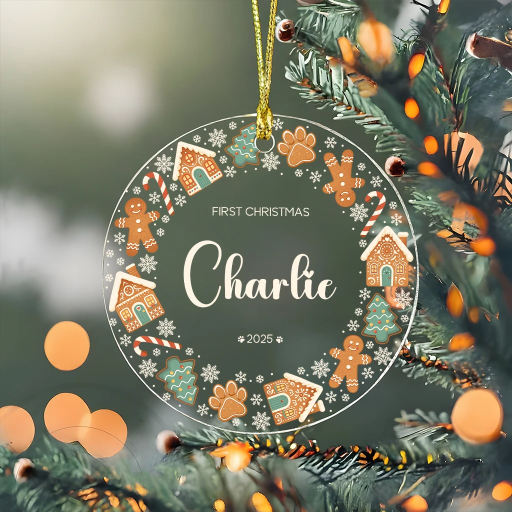 Custom First Christmas Pet Portrait Acrylic Ornament | Personalized Pet Art Keepsake - Image 2