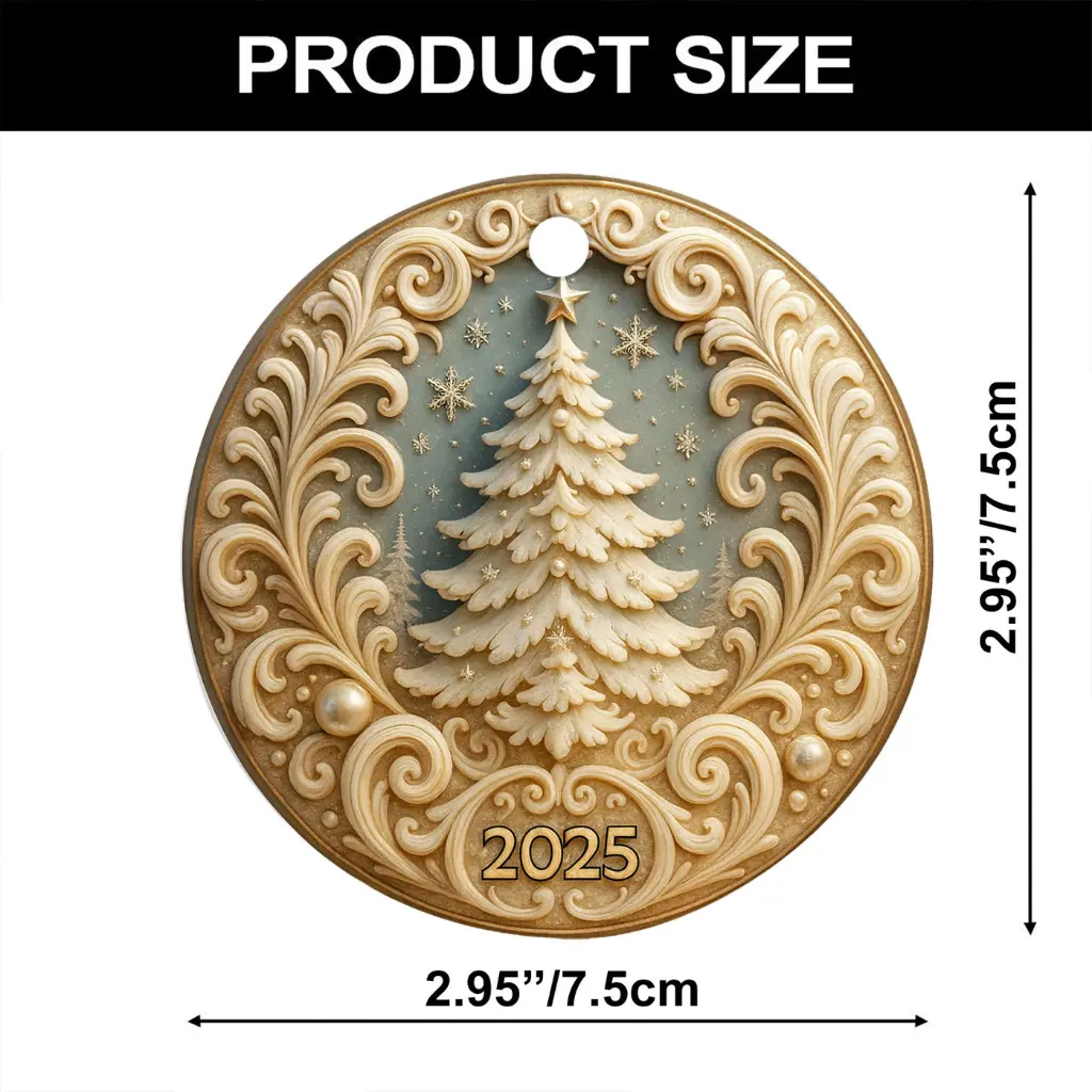 Gold Christmas Ornament 2025, Elegant White and Gold Bauble, Festive Tree Decor, Holiday Keepsake Gift - Image 7