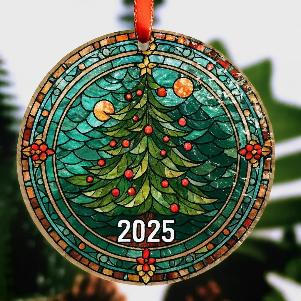 Handcrafted Christmas Tree Ornament | Premium Water Ripple Stained Glass | Elegant Holiday Decoration & Keepsake Gift