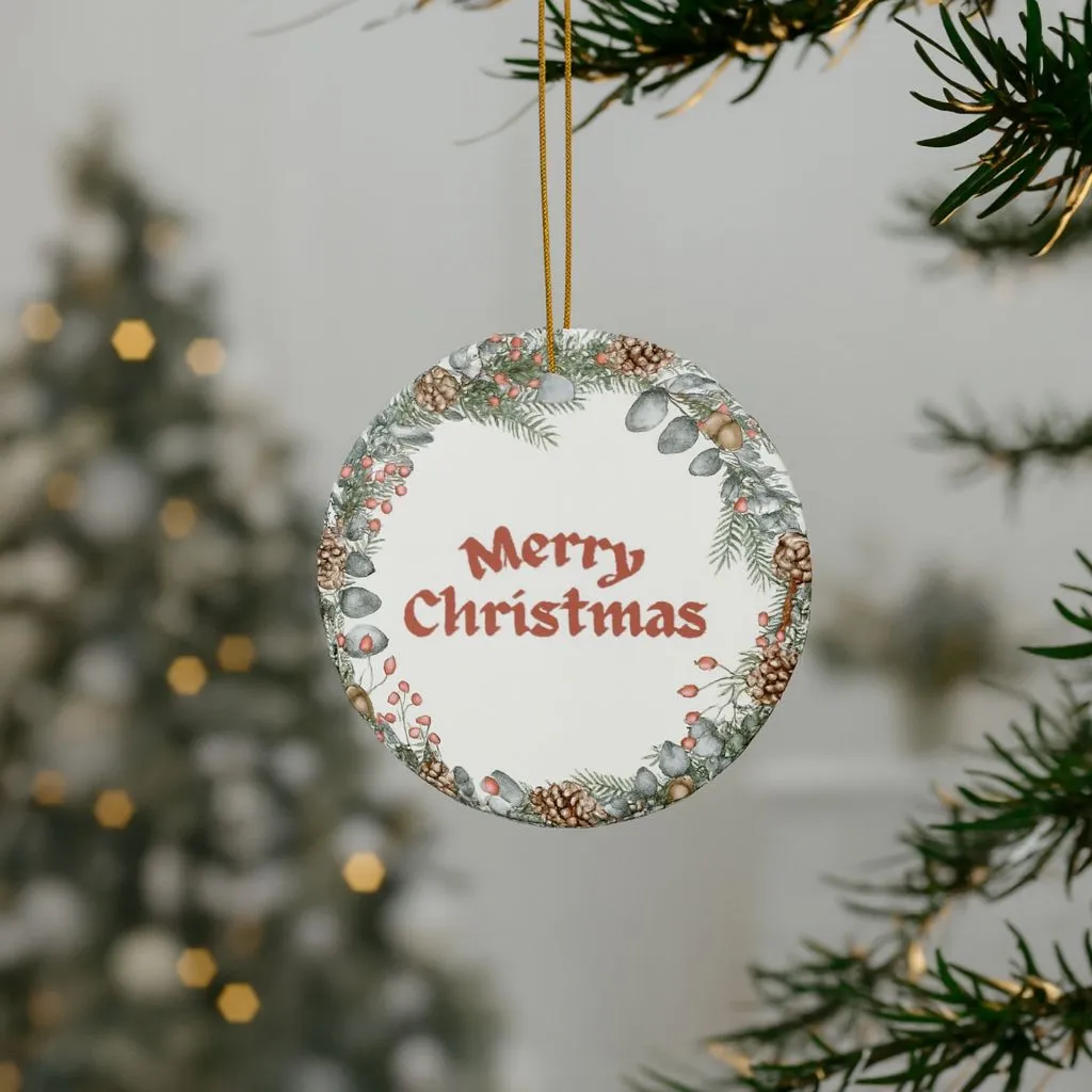 Merry Christmas Ceramic Ornament | Unique Holiday Decoration | Personalized Family Gift - Image 2