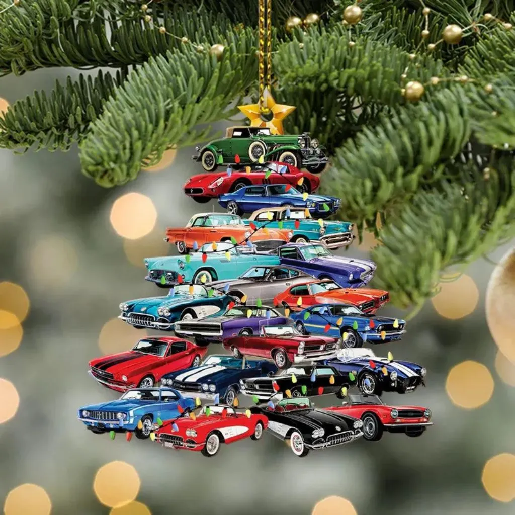 Muscle Car Collection Christmas Ornament | Classic Auto Keepsake | Holiday Tree Decoration