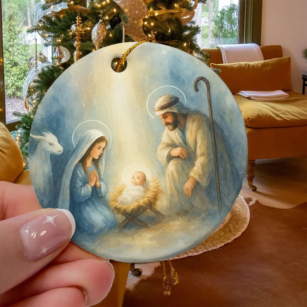 Nativity Christmas Ornament 2025 | Holy Family Keepsake | Religious Christian Gift for Family, Dated Jesus Mary Joseph Tree Decor - Image 3