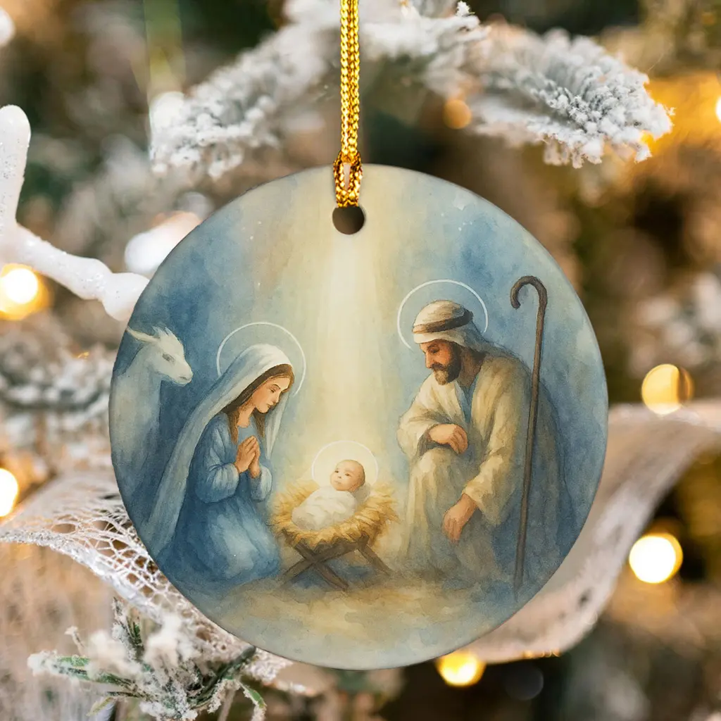 Nativity Christmas Ornament 2025 | Holy Family Keepsake | Religious Christian Gift for Family, Dated Jesus Mary Joseph Tree Decor - Image 4