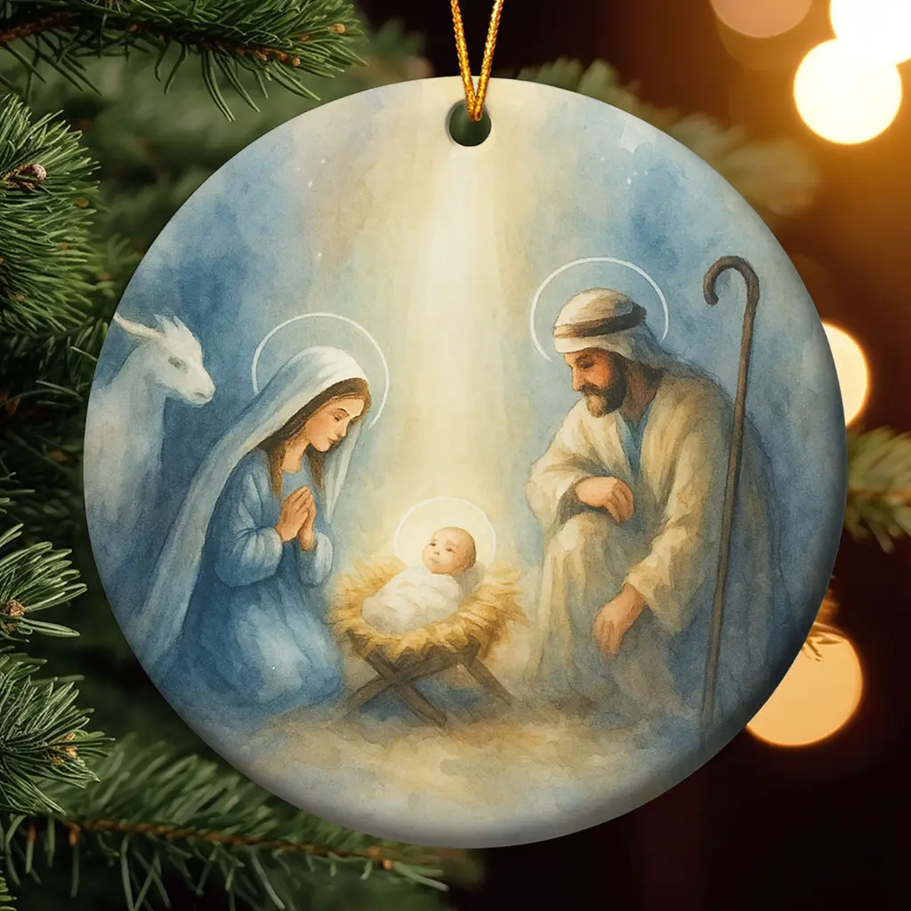 Nativity Christmas Ornament 2025 | Holy Family Keepsake | Religious Christian Gift for Family, Dated Jesus Mary Joseph Tree Decor