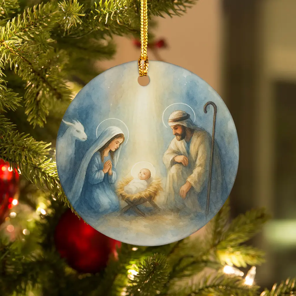 Nativity Christmas Ornament 2025 | Holy Family Keepsake | Religious Christian Gift for Family, Dated Jesus Mary Joseph Tree Decor - Image 2