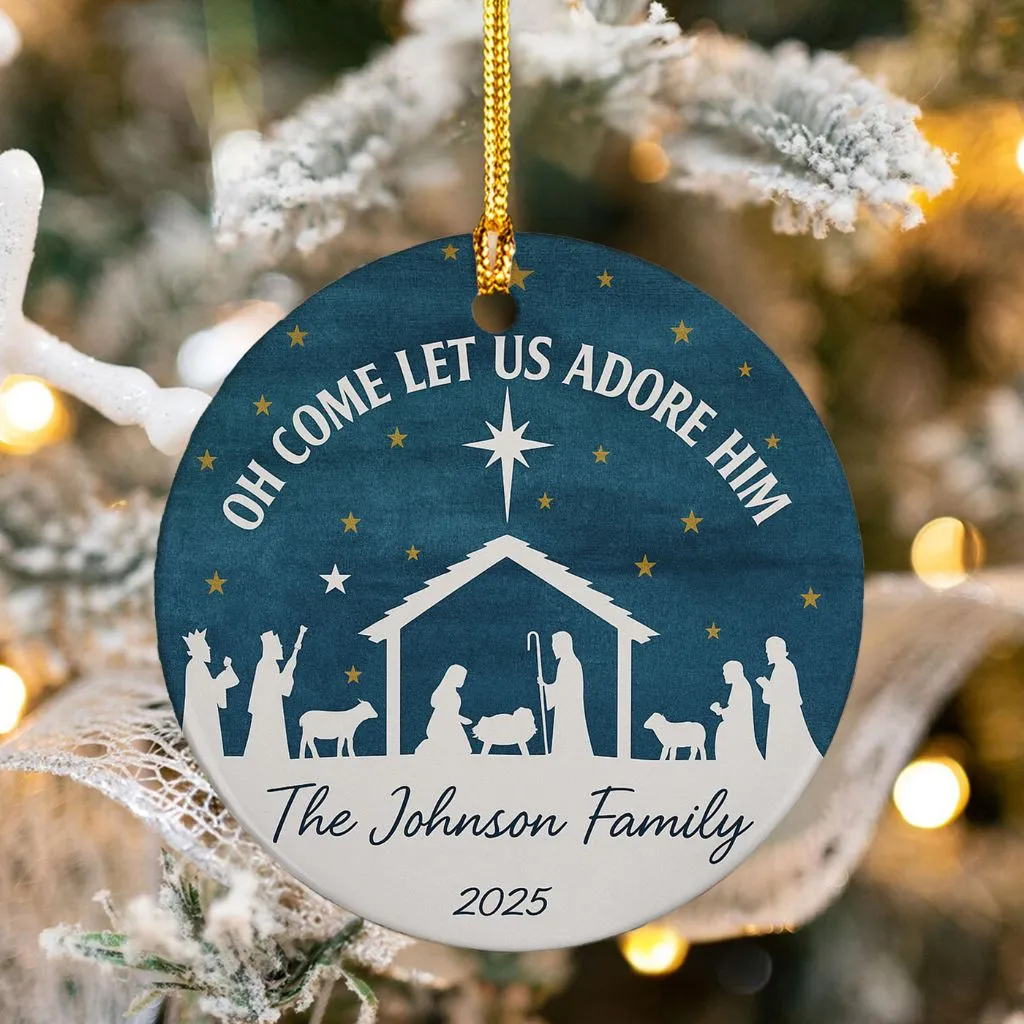 Oh Come Let Us Adore Him Ornament | Personalized Christmas Religious Keepsake | Meaningful Faith Decoration - Image 8