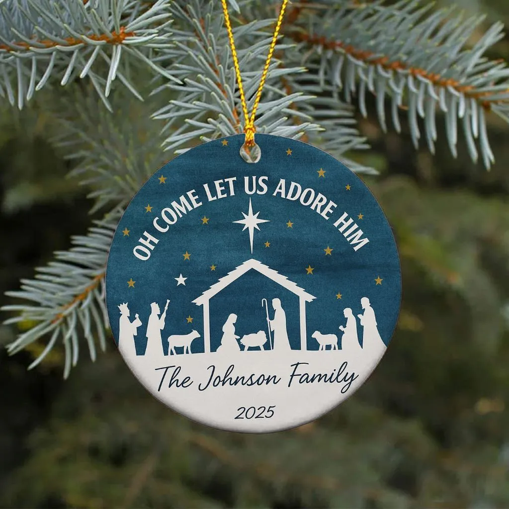 Oh Come Let Us Adore Him Ornament | Personalized Christmas Religious Keepsake | Meaningful Faith Decoration - Image 6