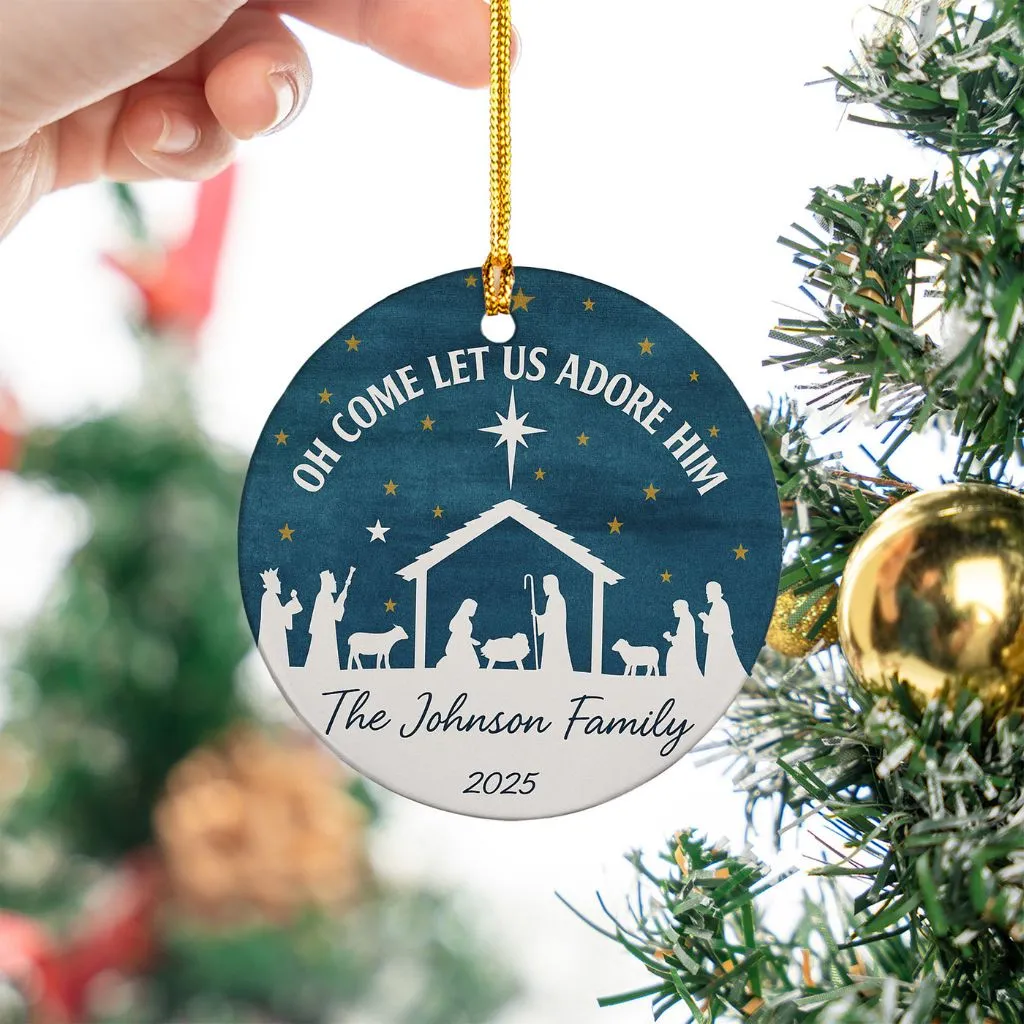 Oh Come Let Us Adore Him Ornament | Personalized Christmas Religious Keepsake | Meaningful Faith Decoration - Image 4