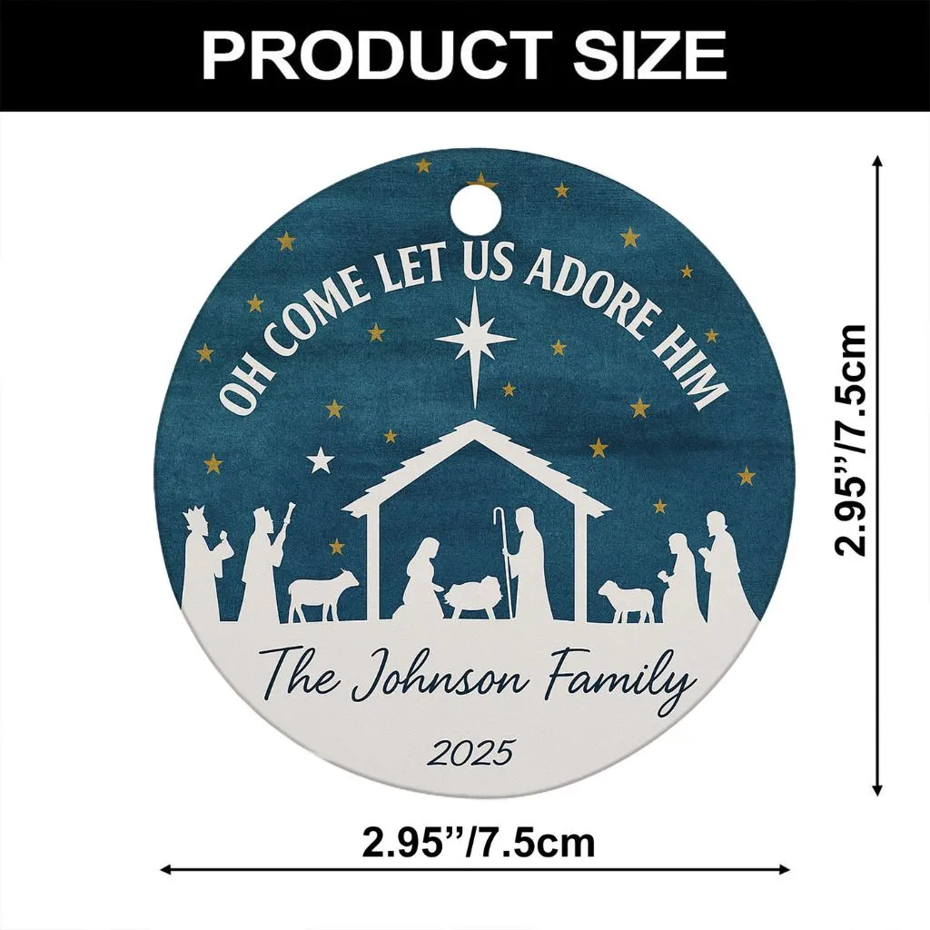 Oh Come Let Us Adore Him Ornament | Personalized Christmas Religious Keepsake | Meaningful Faith Decoration - Image 2