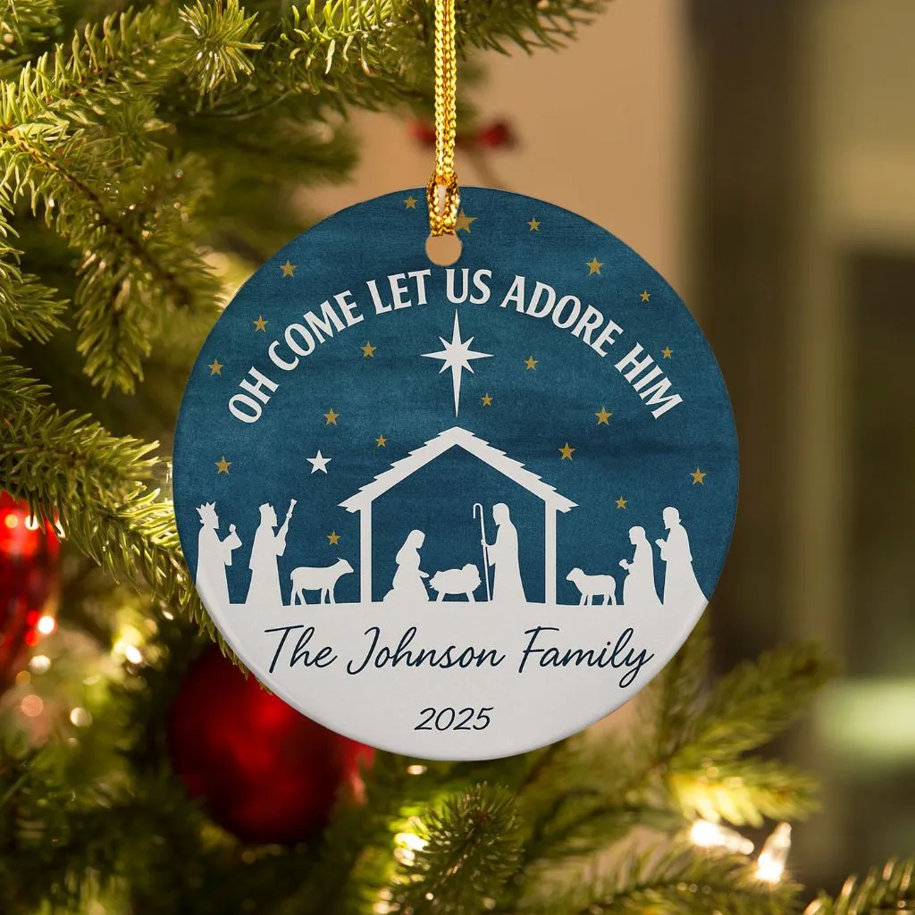 Oh Come Let Us Adore Him Ornament | Personalized Christmas Religious Keepsake | Meaningful Faith Decoration - Image 3