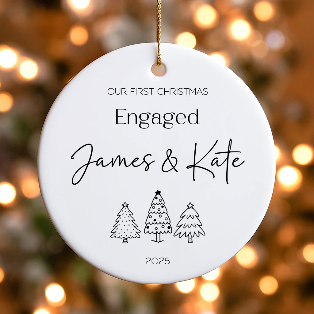 Personalized Christmas Tree Engaged Ornament | Custom Names & Date Keepsake | New Couple Gift 2025 - Image 7
