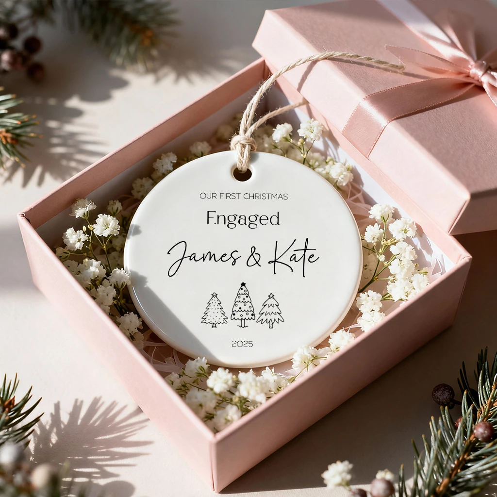 Personalized Christmas Tree Engaged Ornament | Custom Names & Date Keepsake | New Couple Gift 2025 - Image 6