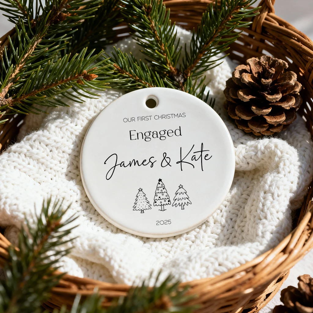 Personalized Christmas Tree Engaged Ornament | Custom Names & Date Keepsake | New Couple Gift 2025 - Image 5