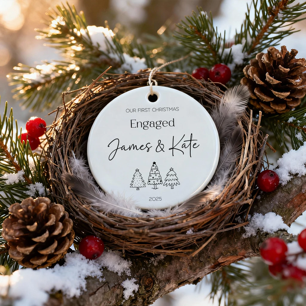 Personalized Christmas Tree Engaged Ornament | Custom Names & Date Keepsake | New Couple Gift 2025 - Image 4