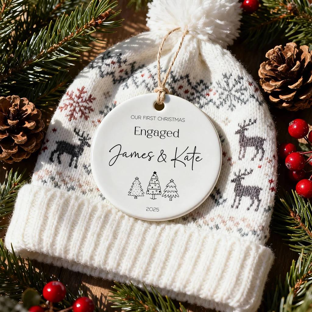 Personalized Christmas Tree Engaged Ornament | Custom Names & Date Keepsake | New Couple Gift 2025 - Image 3