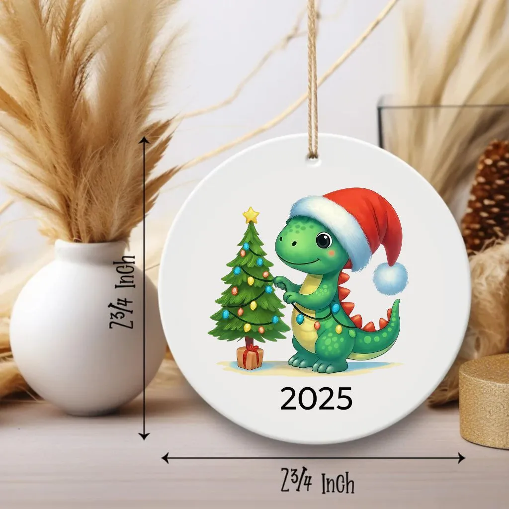 Personalized Dinosaur Christmas Ornament | Custom Holiday Keepsake | Kids Tree Decoration - Image 2