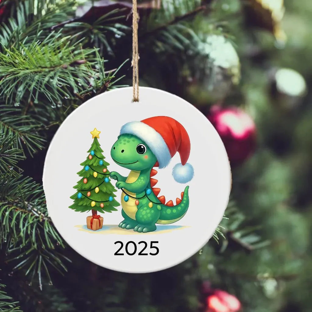 Personalized Dinosaur Christmas Ornament | Custom Holiday Keepsake | Kids Tree Decoration - Image 4