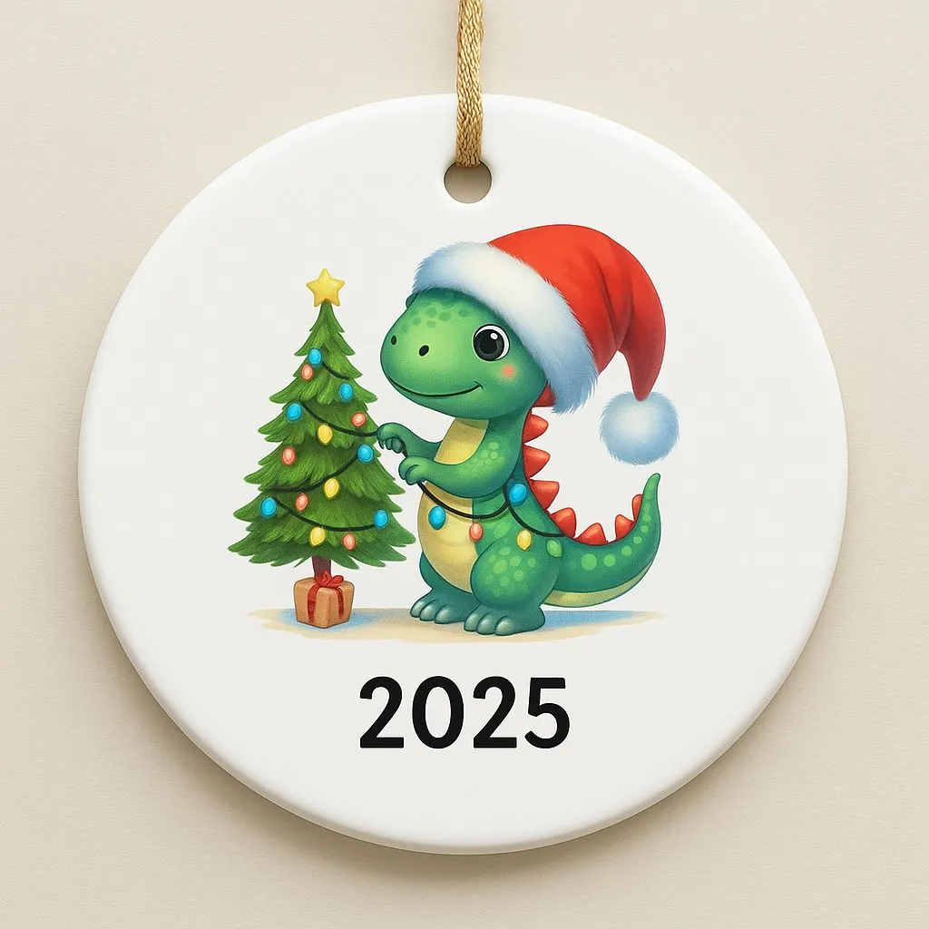 Personalized Dinosaur Christmas Ornament | Custom Holiday Keepsake | Kids Tree Decoration
