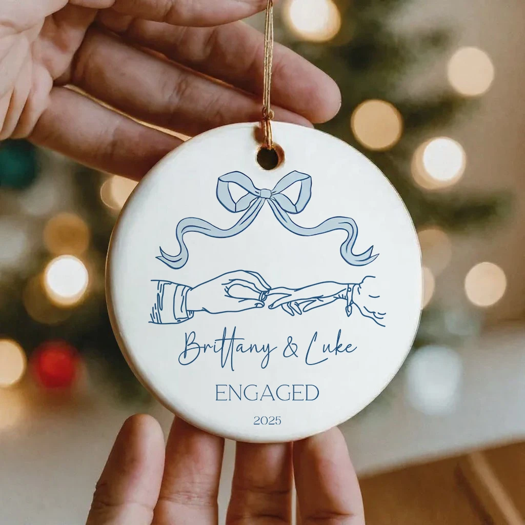 Personalized Engagement Ring Ornament | Custom Couple Name Gift 2025 | Engaged Christmas Decor - Image 6