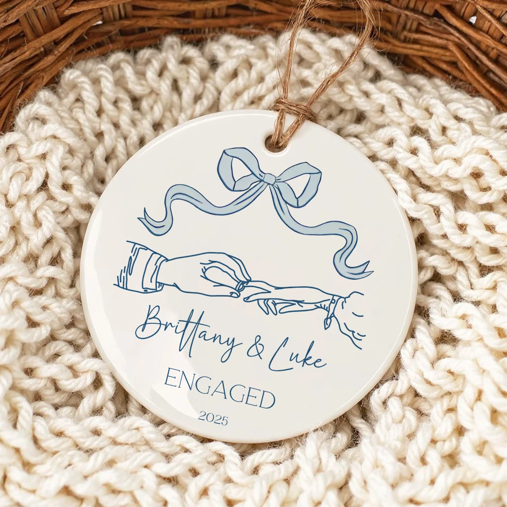 Personalized Engagement Ring Ornament | Custom Couple Name Gift 2025 | Engaged Christmas Decor - Image 3