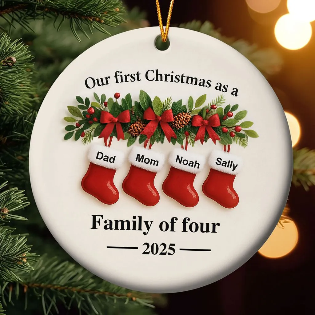 Personalized Family Christmas Ornament Ceramic | Custom Holiday Keepsake | Perfect Gift for Family Gatherings